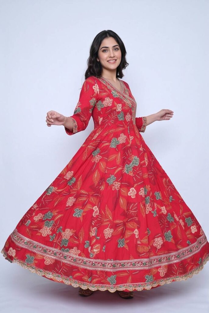 Women's Cotton Angrakha Kameez,Pant and Dupatta