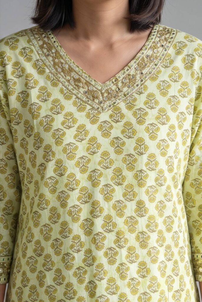 Women's Cotton Straight-Cut Kameez, pant and Dupatta, Pista Green