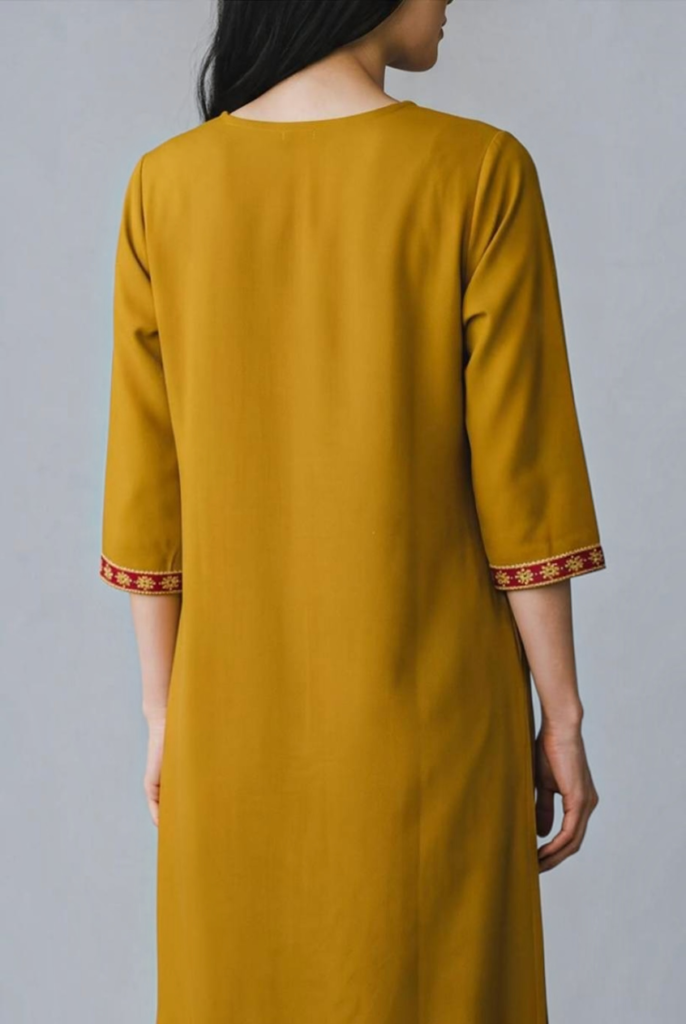 Women's Cotton Straight-Cut Kameez and Dupatta, Mustard Yellow