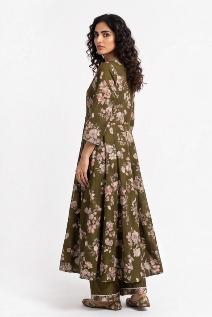 Women's Cotton Angrakha Kameez,Pant and Dupatta